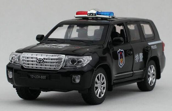 Kids 1:32 Scale Black Police Diecast Toyota Land Cruiser Toy