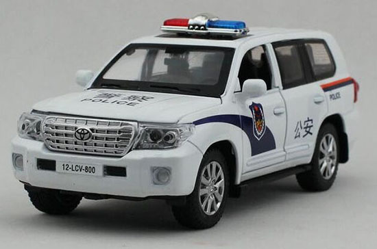 White 1:32 Scale Police Diecast Toyota Land Cruiser Toy