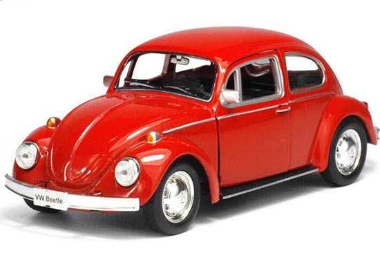 Kids 1:36 Red / Yellow / White Diecast 1976 VW Beetle Toy