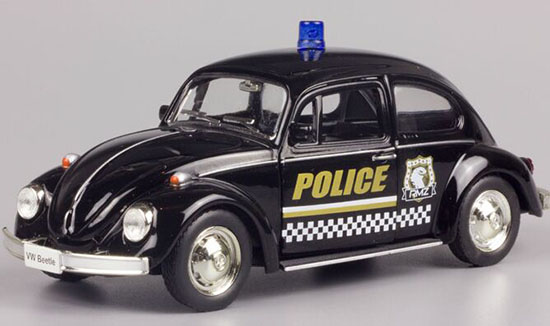 Kids Black 1:36 Scale Police Diecast 1976 VW Beetle Toy