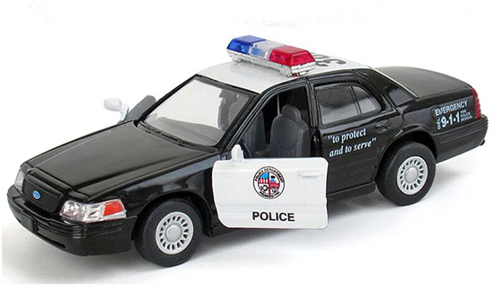 1:36 Scale Kids Black Police Diecast Ford Crown Victoria Toy