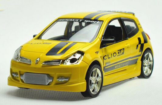 Kids 1:32 Red / Yellow Stripe Pattern Diecast Renault Clio Toy
