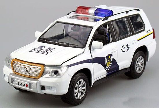 Kids White 1:32 Scale Police Diecast Toyota Land Cruiser Toy
