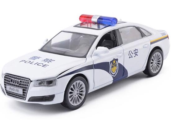White 1:32 Scale Kids Police Diecast Audi A8 Toy