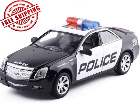 Kids 1:32 Black Police Diecast Cadillac CTS Toy