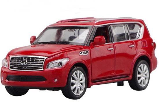 1:32 Scale Kids Red / Blue / White Diecast Infiniti QX56 Toy