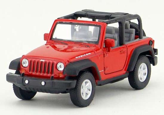 Red Kids 1:36 Welly Diecast Jeep Wrangler Rubicon Toy