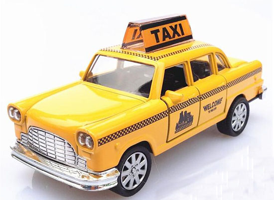 Kids Bright Yellow 1:36 Scale Diecast Taxi Toy