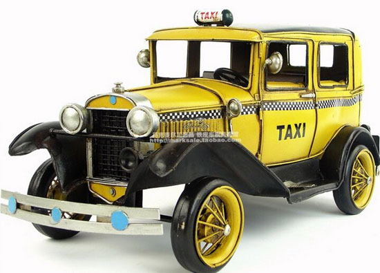 Yellow Tinplate Medium Size Vintage 1931 Ford Taxi Model