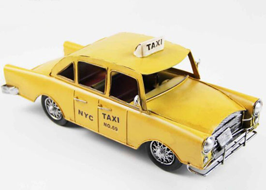 Tinplate Yellow Medium Scale Vintage NYC Taxi Model