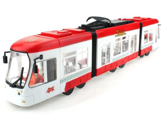 Kids Red-White Large Scale Plastic City Tram Toy