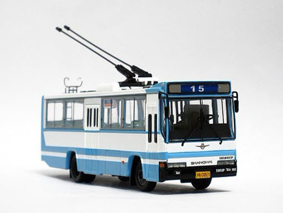 1:76 Scale Blue-White NO.15 Die-Cast ShangHai Tram Model
