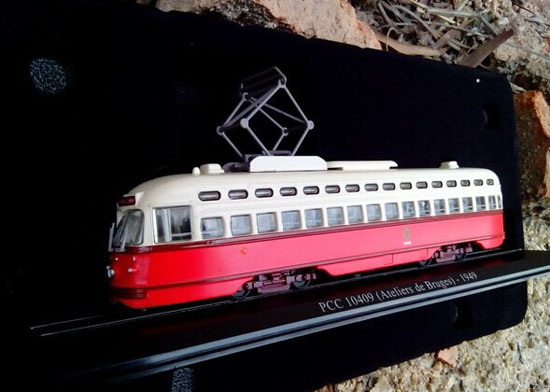 1:87 Scale Red-White PCC 10409 Atelies Bruges 1949 Tram Model